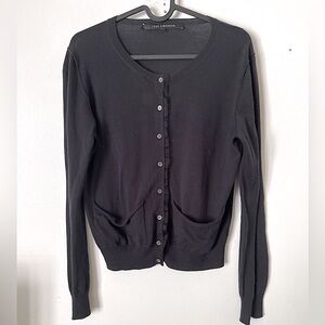 Tess Giberson Black Cotton Button‎ Front Cardigan Sweater M